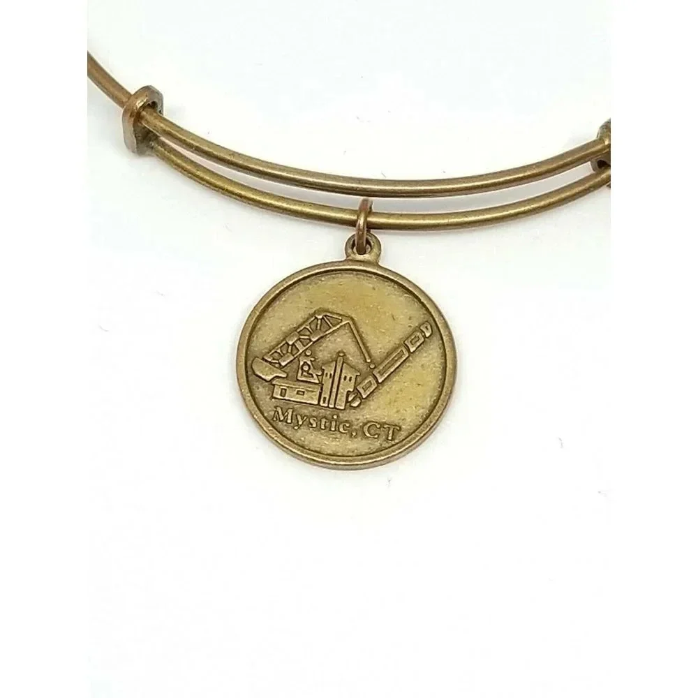 Wind & Fire Mystic Drawbridge Charm Gold Expandable Bangle Bracelet Made In USA - Picture 2 of 4